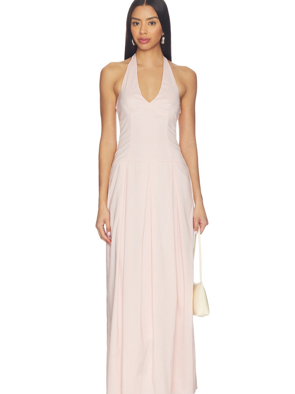 REVOLVE Halter V-Neck Maxi Dress in Pale Pink